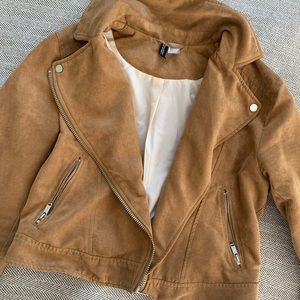 Faux suede motorcycle jacket